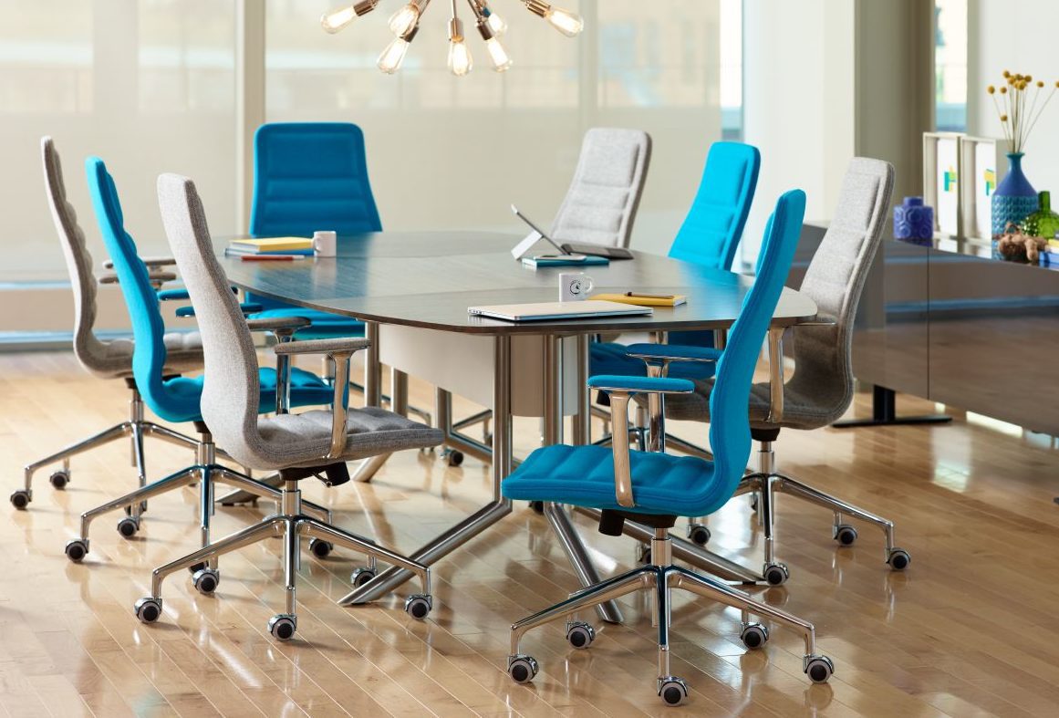 blue haworth conference chairs
