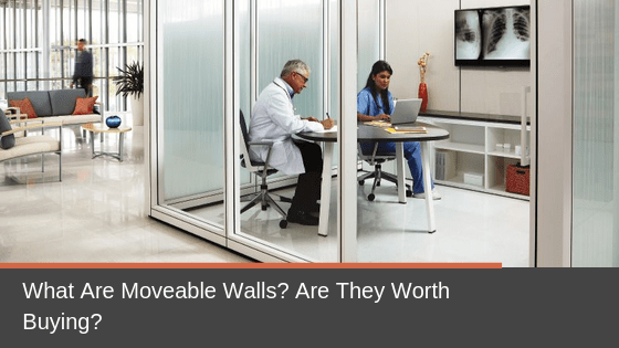 Doctor and nurse working in meeting room created by Haworth Enclose Moveable Walls