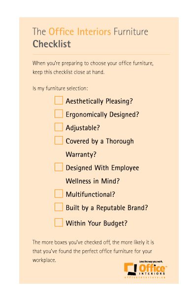 A short checklist to keep in mind next time you need to purchase office furniture